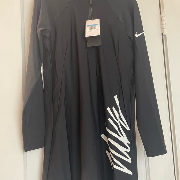 NIKE Black SWIM DRESS with Vertical Logo - Picture 3 of 9